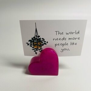 Hand Crafted Resin Pink Heart Card Holder